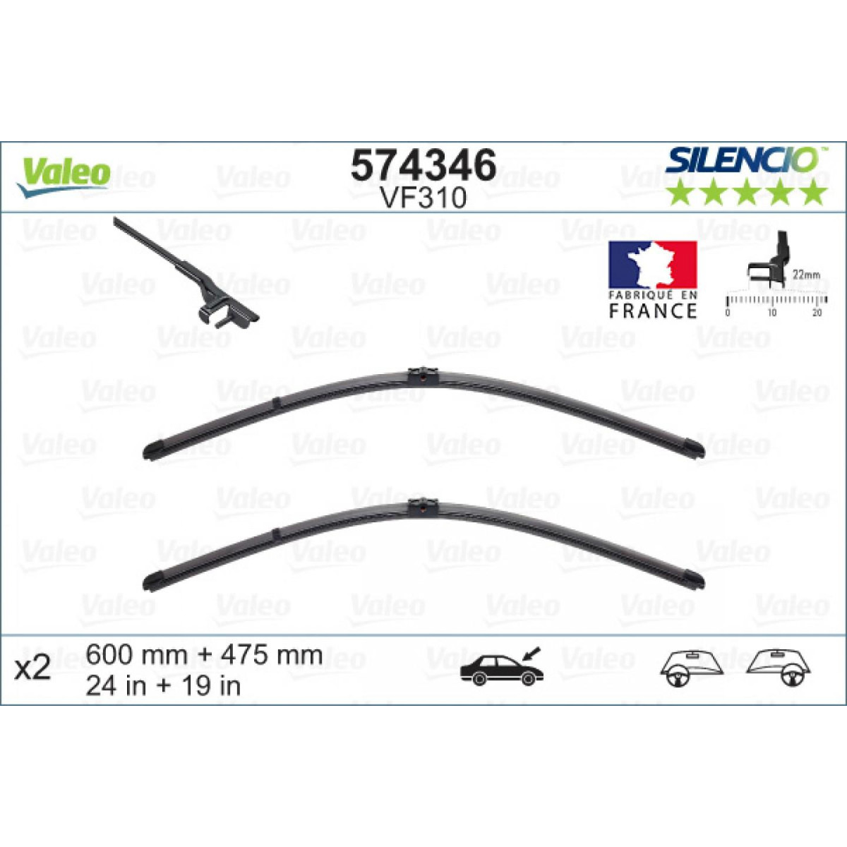 Wischerset Valeo Silencio X.TRM OE VF310, 600/475 mm Wischerset Valeo Silencio X.TRM OE VF310, 600/475 mm