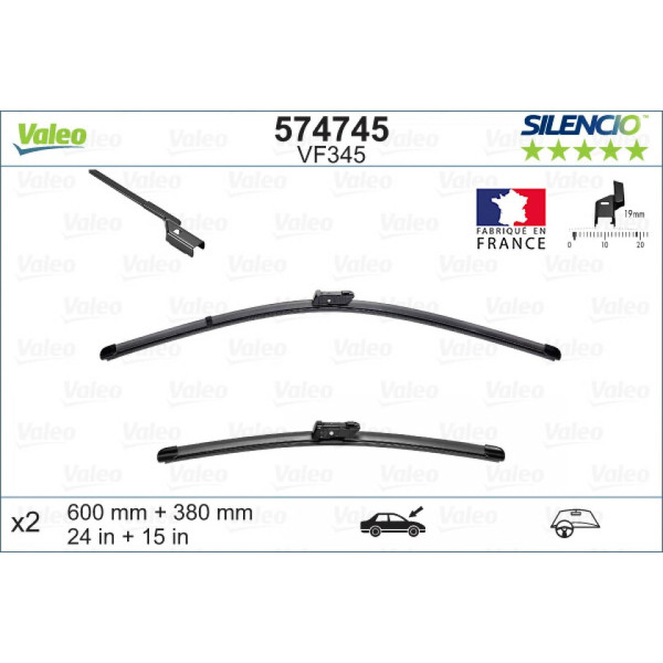 Wischerset Valeo Silencio X.TRM OE VF345, 600/380 mm