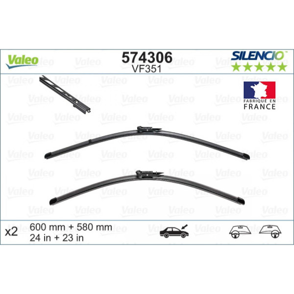 Wischerset Valeo Silencio X.TRM OE VF351, 600/580 mm