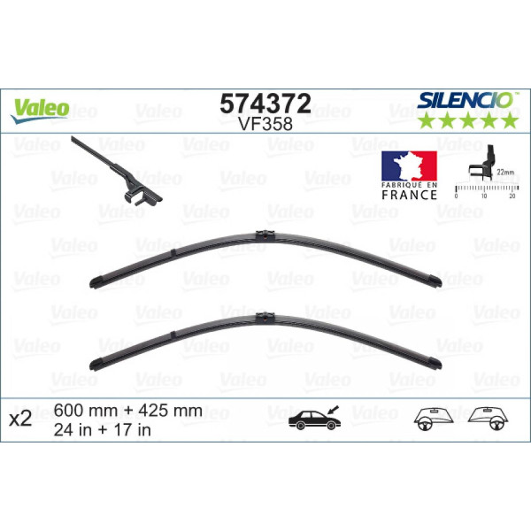 Wischerset Valeo Silencio X.TRM OE VF358, 600/425 mm