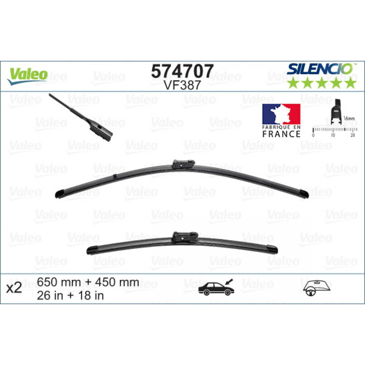 Wischerset Valeo Silencio X.TRM OE VF387, 650/450 mm Wischerset Valeo Silencio X.TRM OE VF387, 650/450 mm