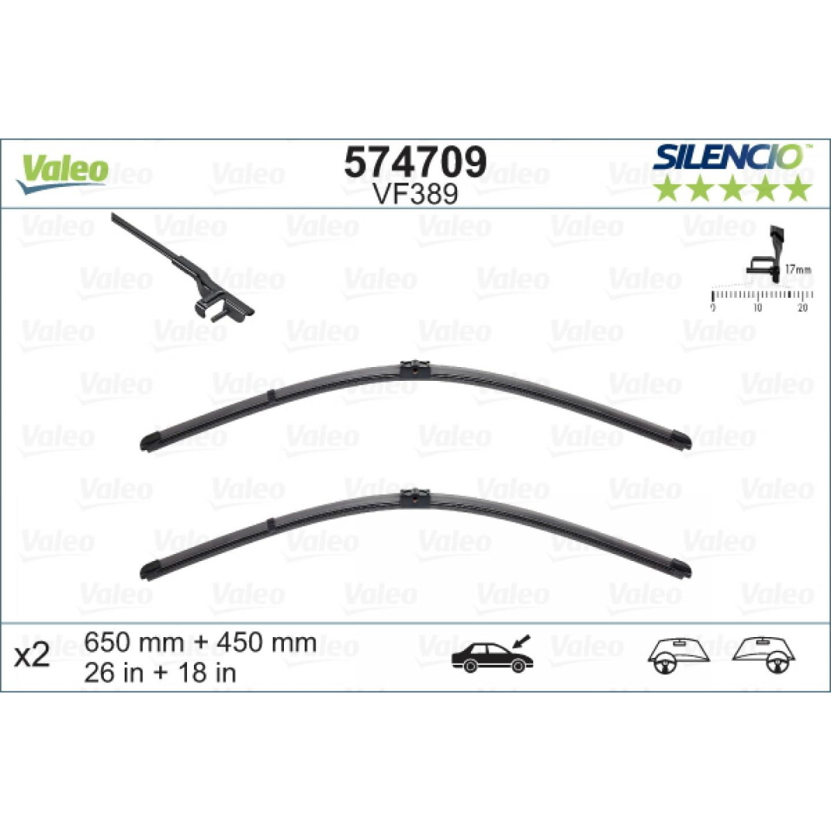 Wischerset Valeo Silencio X.TRM OE VF389, 650/450 mm Wischerset Valeo Silencio X.TRM OE VF389, 650/450 mm
