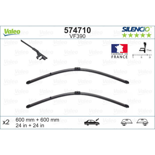 Wischerset Valeo Silencio X.TRM OE VF390, 600/600 mm