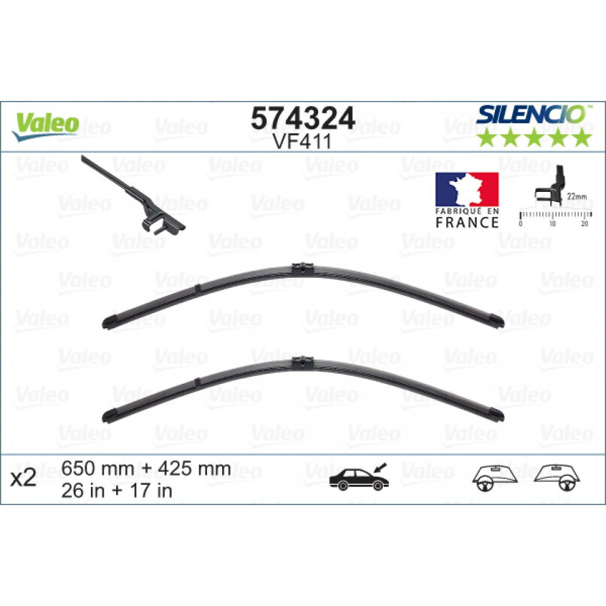 Wischerset Valeo Silencio X.TRM OE VF411, 650/420 mm Wischerset Valeo Silencio X.TRM OE VF411, 650/420 mm