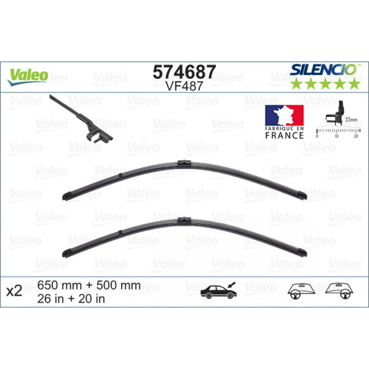 Wischerset Valeo Silencio X.TRM OE VF487, 650/500 mm Wischerset Valeo Silencio X.TRM OE VF487, 650/500 mm