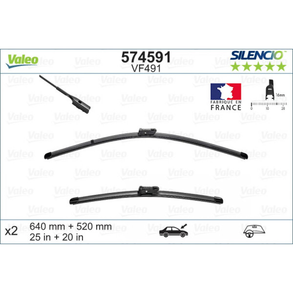 Wischerset Valeo Silencio X.TRM OE VF491, 640/520 mm