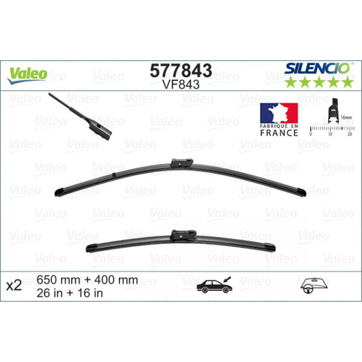 Wischerset Valeo Silencio X.TRM OE VF843, 650/400 mm Wischerset Valeo Silencio X.TRM OE VF843, 650/400 mm
