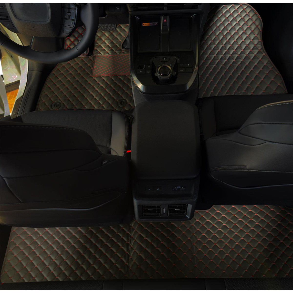 Fußmatten aus Kunstleder QuiltyMats ACURA RSX 2001-2006 (Schwarz / rote nähte)