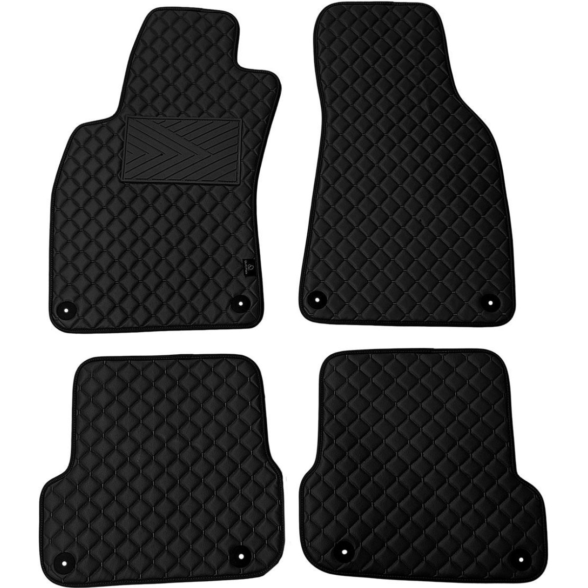 Fußmatten aus Kunstleder QuiltyMats AUDI A6 2006-2011 (C6) (Schwarz / schwarze nähte)