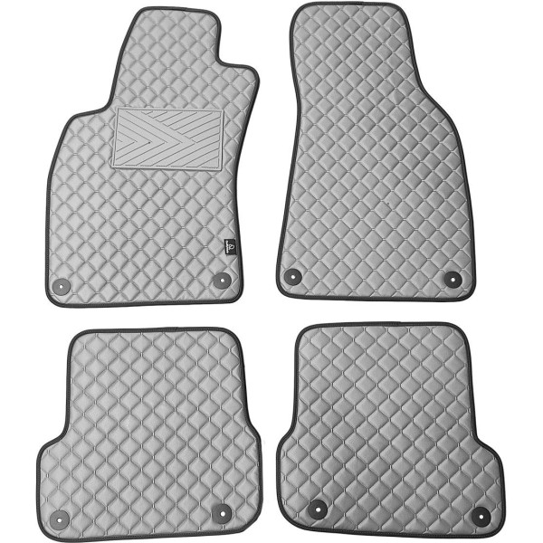 Fußmatten aus Kunstleder QuiltyMats AUDI A6 2006-2011 (C6) (Grau / graue nähte)