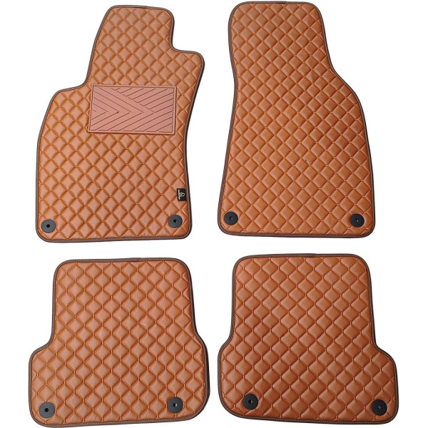 Fußmatten aus Kunstleder QuiltyMats AUDI A6 2006-2011 (C6) (Braun / braune nähte)