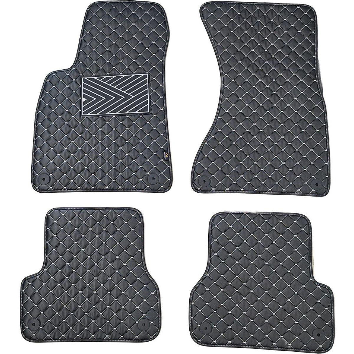 Fußmatten aus Kunstleder QuiltyMats AUDI A6 2011-2018 (C7) (Schwarz / graue nähte)