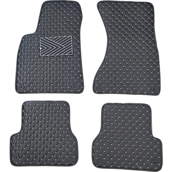 Fußmatten aus Kunstleder QuiltyMats AUDI A6 2011-2018 (C7) (Schwarz / graue nähte)