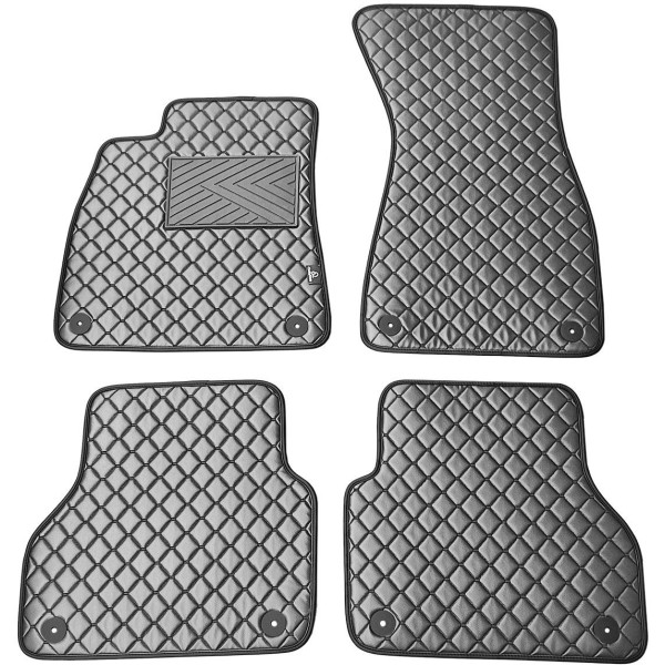 Fußmatten aus Kunstleder QuiltyMats AUDI A6 2018-2025 (C8) (Grau / graue nähte)
