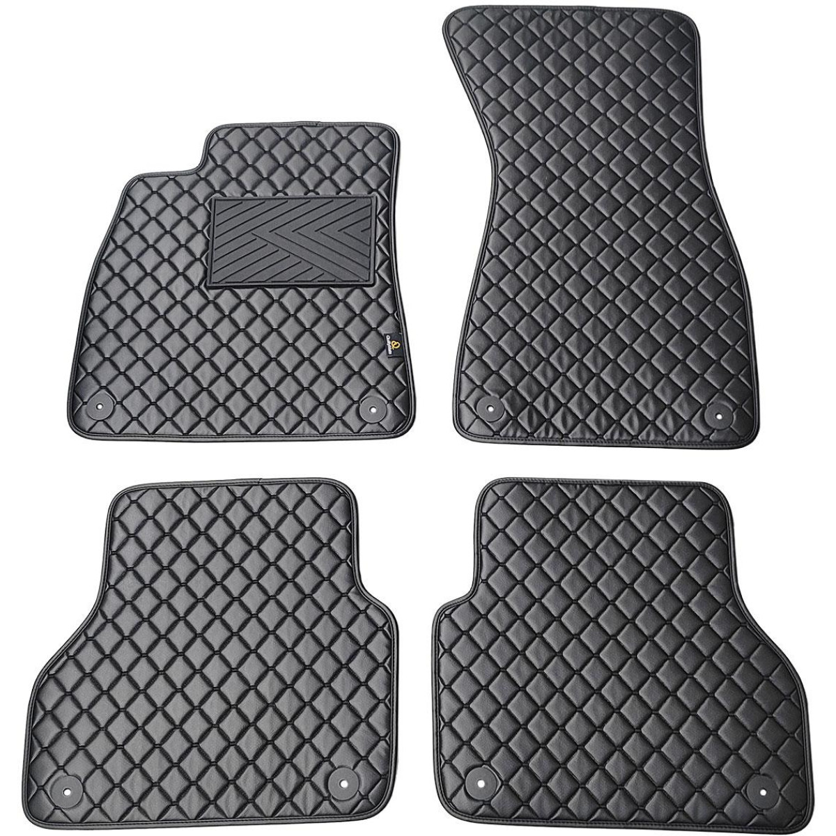 Fußmatten aus Kunstleder QuiltyMats AUDI A6 seit 2018 (C8) (Schwarz / schwarze nähte)