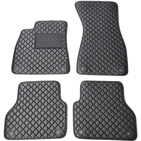 Fußmatten aus Kunstleder QuiltyMats AUDI A6 seit 2018 (C8) (Schwarz / schwarze nähte)