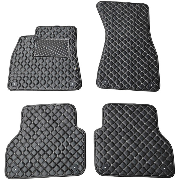 Fußmatten aus Kunstleder QuiltyMats AUDI A7 2018-2025 (Schwarz / graue nähte)