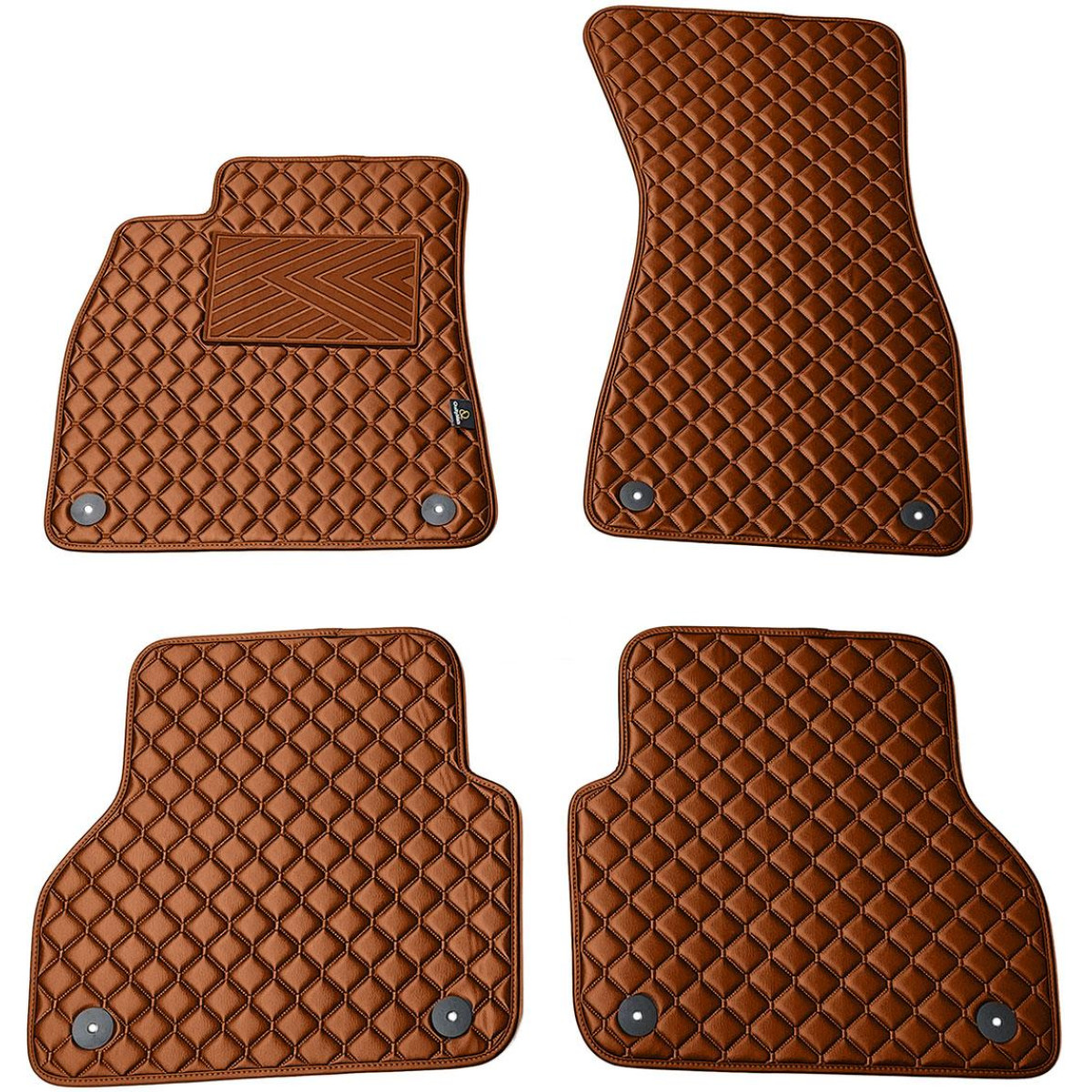 Fußmatten aus Kunstleder QuiltyMats AUDI A7 2018-2025 (Braun / braune nähte)