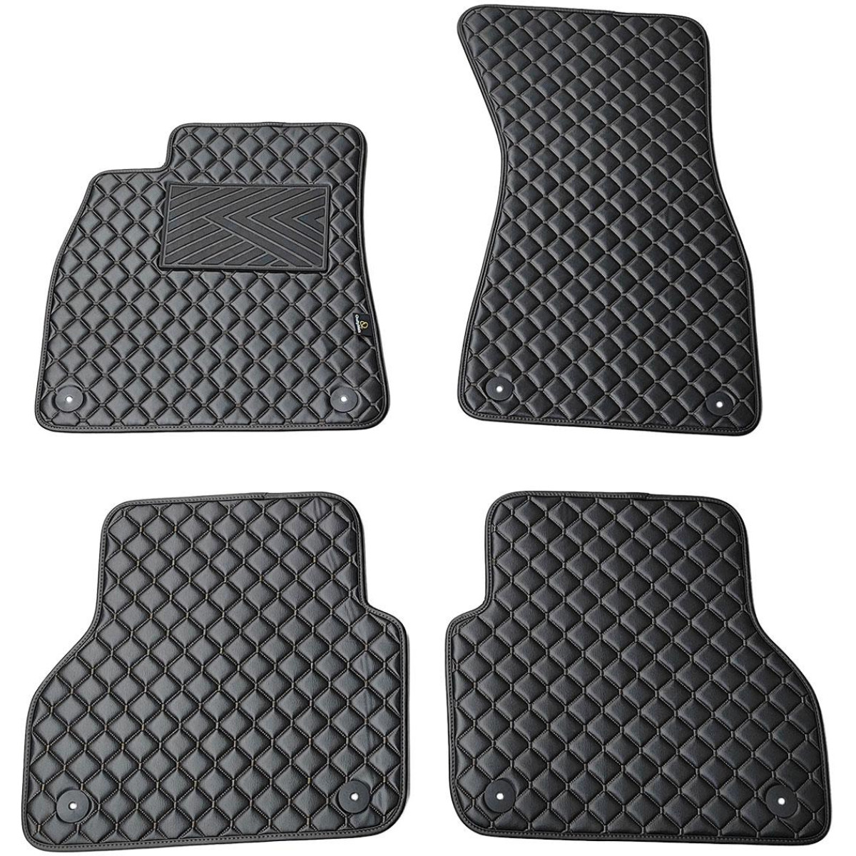 Fußmatten aus Kunstleder QuiltyMats AUDI A7 seit 2018 (Schwarz / schwarze nähte)
