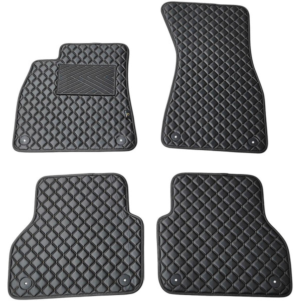 Fußmatten aus Kunstleder QuiltyMats AUDI A7 seit 2018 (Schwarz / schwarze nähte)