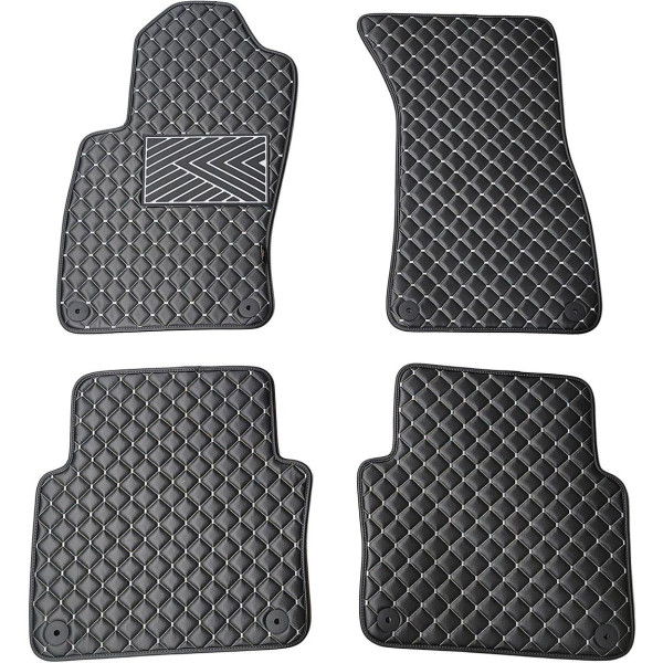 Fußmatten aus Kunstleder QuiltyMats AUDI A8 2002-2009 (D3) (Schwarz / graue nähte)