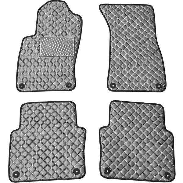 Fußmatten aus Kunstleder QuiltyMats AUDI A8 2002-2009 (D3) (Grau / graue nähte)