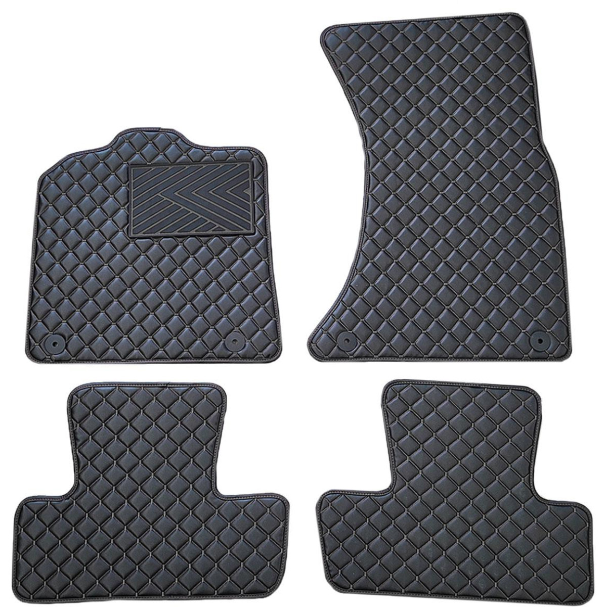 Fußmatten aus Kunstleder QuiltyMats AUDI Q5 2008-2016 (Schwarz / schwarze nähte)