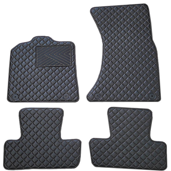 Fußmatten aus Kunstleder QuiltyMats AUDI Q5 2008-2016 (Schwarz / schwarze nähte)