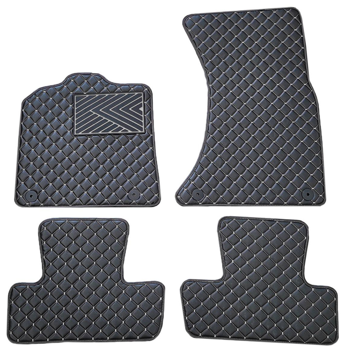 Fußmatten aus Kunstleder QuiltyMats AUDI Q5 2008-2016 (Schwarz / graue nähte)