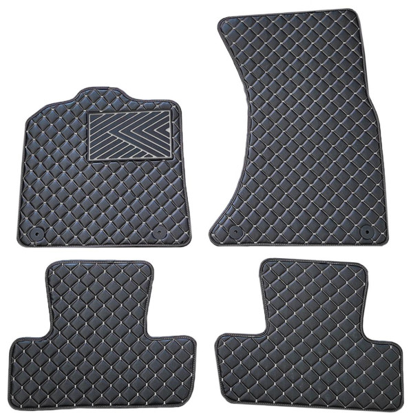 Fußmatten aus Kunstleder QuiltyMats AUDI Q5 2008-2016 (Schwarz / graue nähte)