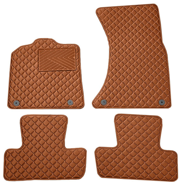Fußmatten aus Kunstleder QuiltyMats AUDI Q5 2008-2016 (Braun / braune nähte)