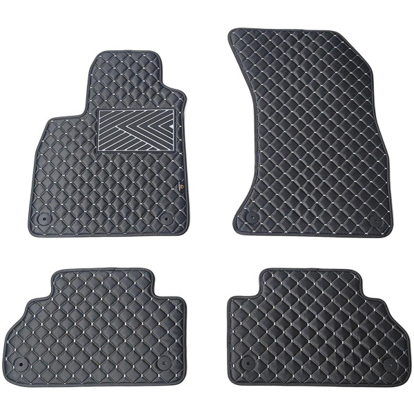 Fußmatten aus Kunstleder QuiltyMats AUDI Q5 2017-2025 (Schwarz / graue nähte)