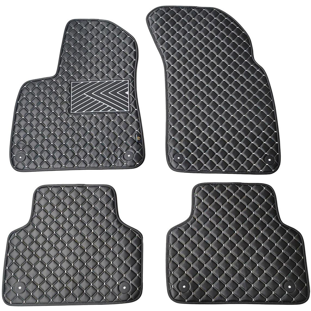 Fußmatten aus Kunstleder QuiltyMats AUDI Q7 seit 2015 (Schwarz / graue nähte)