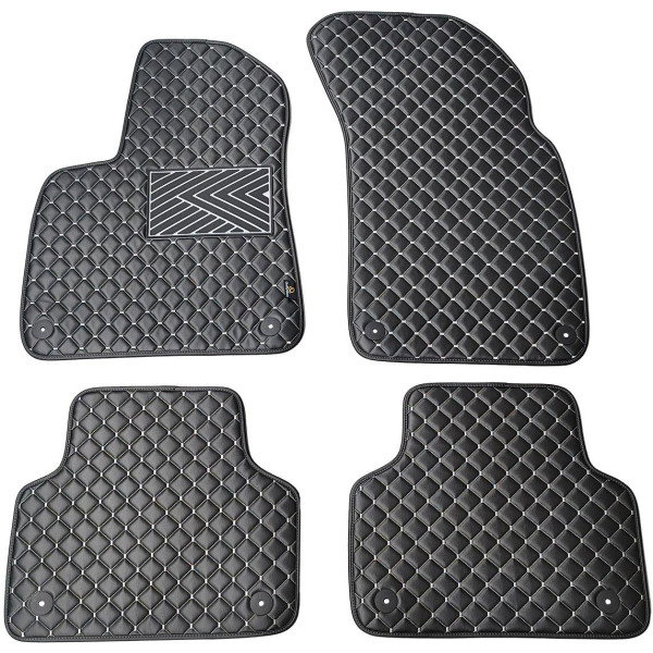 Fußmatten aus Kunstleder QuiltyMats AUDI Q7 seit 2015 (Schwarz / graue nähte)