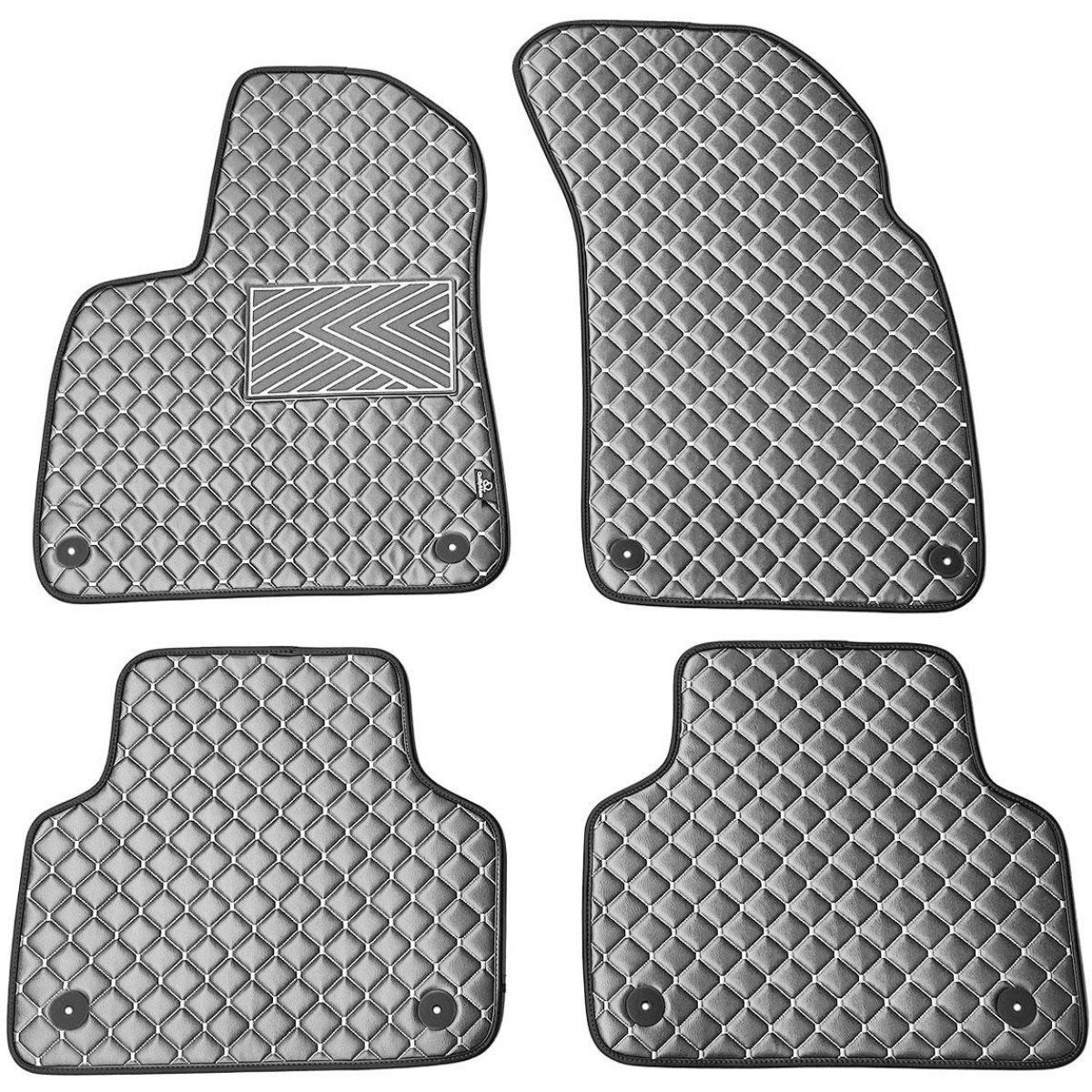 Fußmatten aus Kunstleder QuiltyMats AUDI Q7 seit 2015 (Grau / graue nähte)