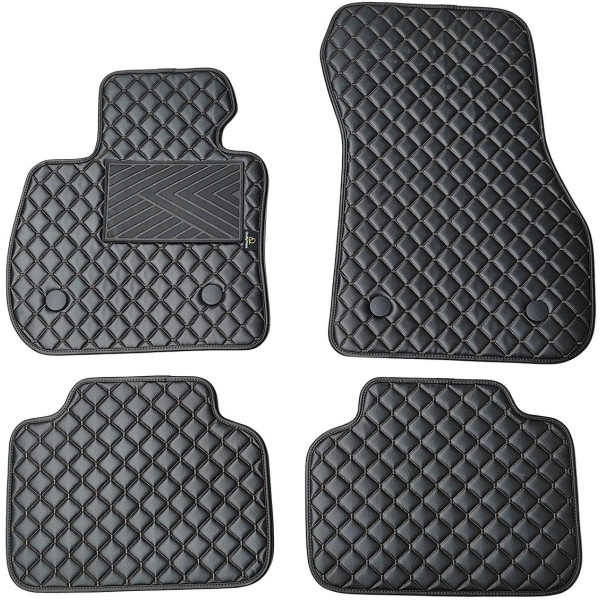 Fußmatten aus Kunstleder QuiltyMats BMW 2 ser. 2014-2021 (F45) (Schwarz / schwarze nähte)