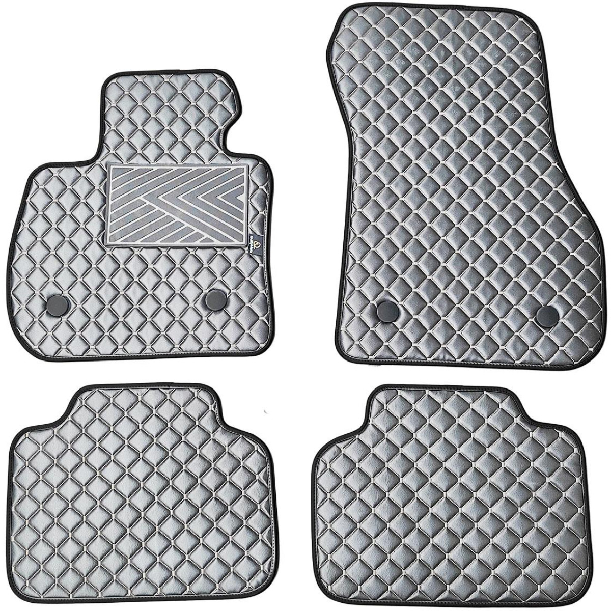 Fußmatten aus Kunstleder QuiltyMats BMW 2 ser. 2014-2021 (F45) (Grau / graue nähte)