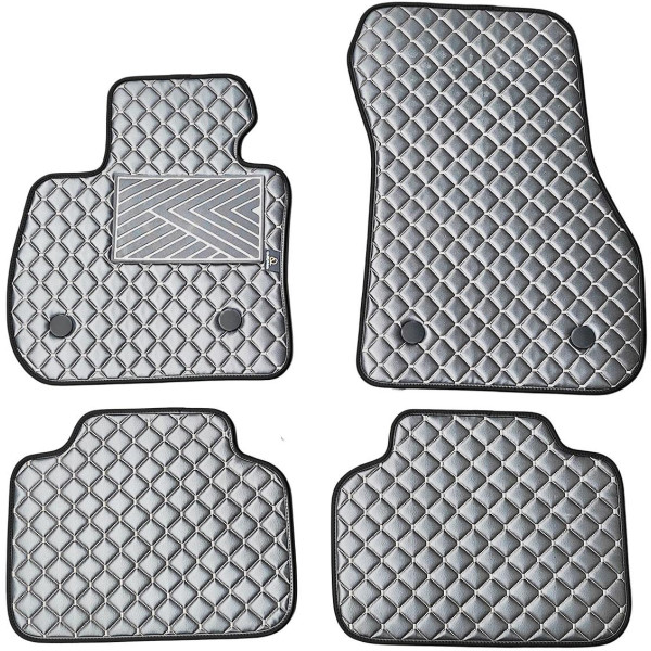 Fußmatten aus Kunstleder QuiltyMats BMW 2 ser. 2014-2021 (F45) (Grau / graue nähte)