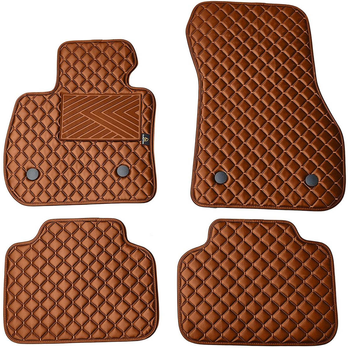Fußmatten aus Kunstleder QuiltyMats BMW 2 ser. 2014-2021 (F45) (Braun / braune nähte)