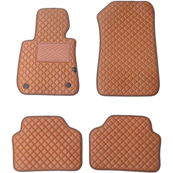 Fußmatten aus Kunstleder QuiltyMats BMW 3 ser. 2005-2012 (E90/E91) (Braun / braune nähte)