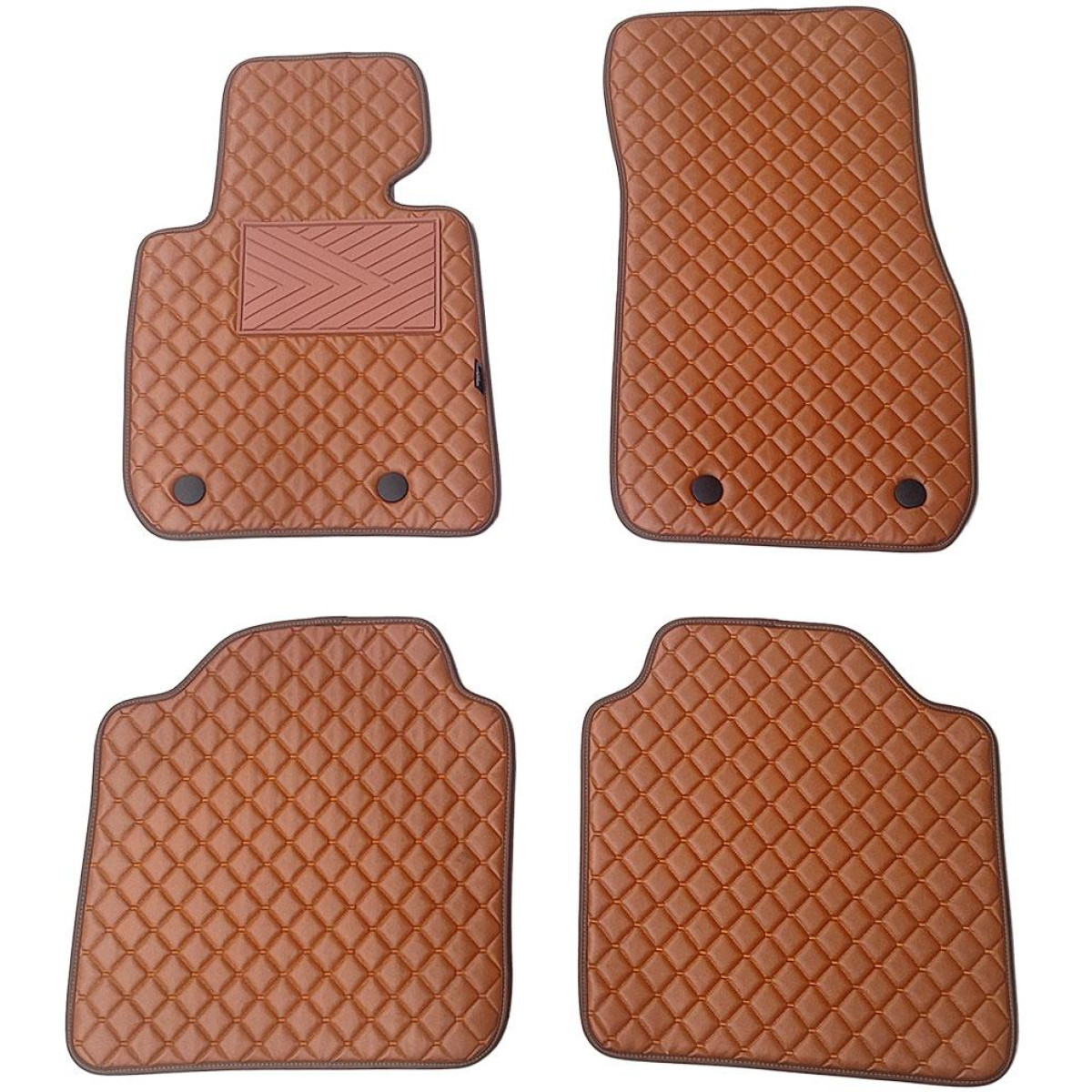 Fußmatten aus Kunstleder QuiltyMats BMW 3 ser. 2014-2020 (GT F34) (Braun / braune nähte)