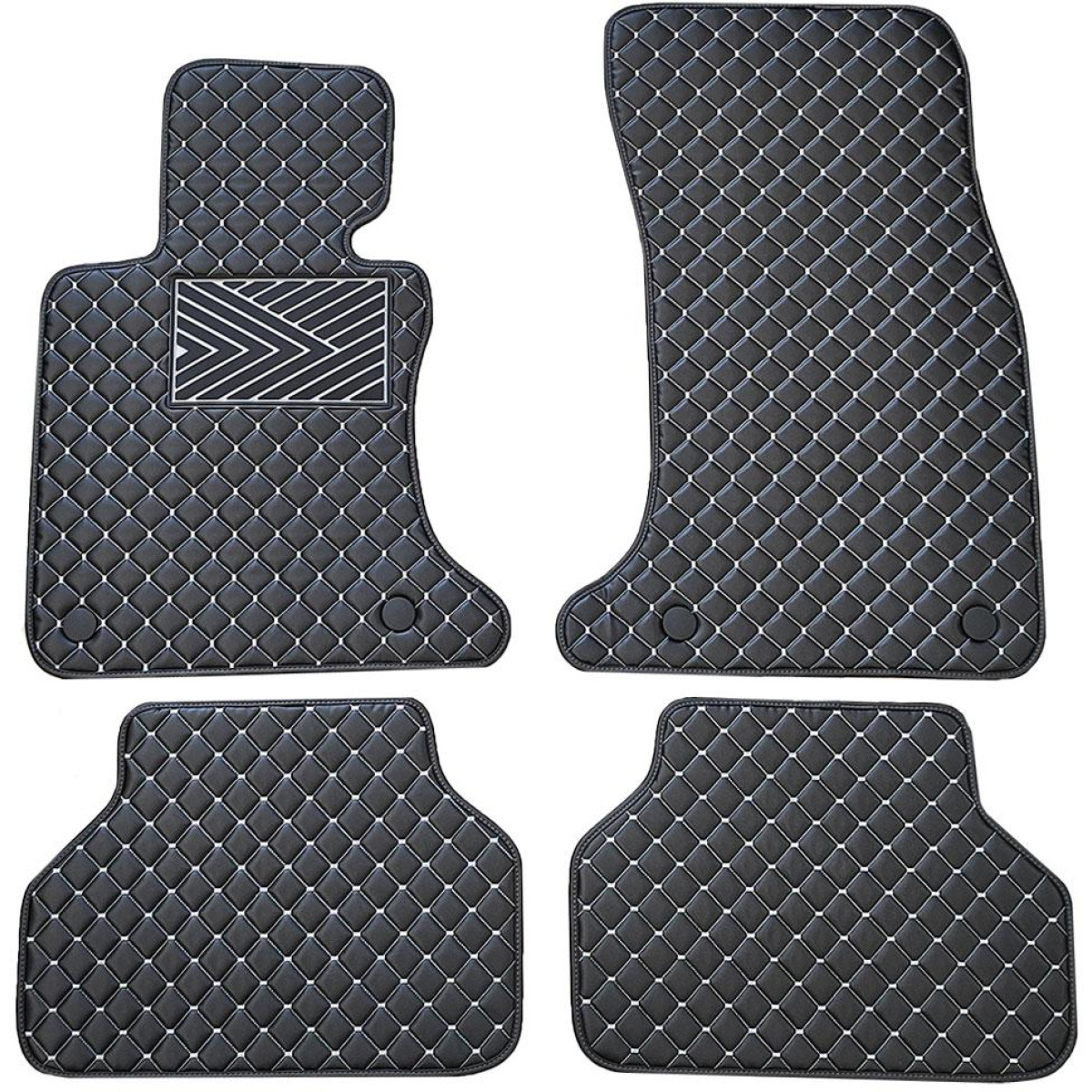 Fußmatten aus Kunstleder QuiltyMats BMW 5 ser. 2004-2010 (E60/E61) (Schwarz / graue nähte)