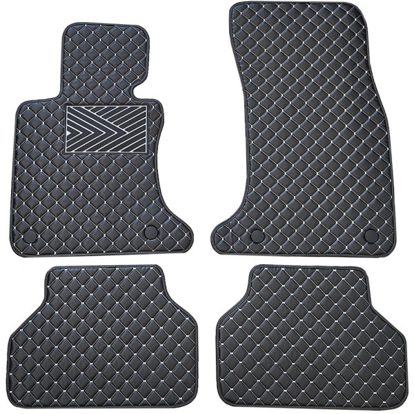 Fußmatten aus Kunstleder QuiltyMats BMW 5 ser. 2004-2010 (E60/E61) (Schwarz / graue nähte)