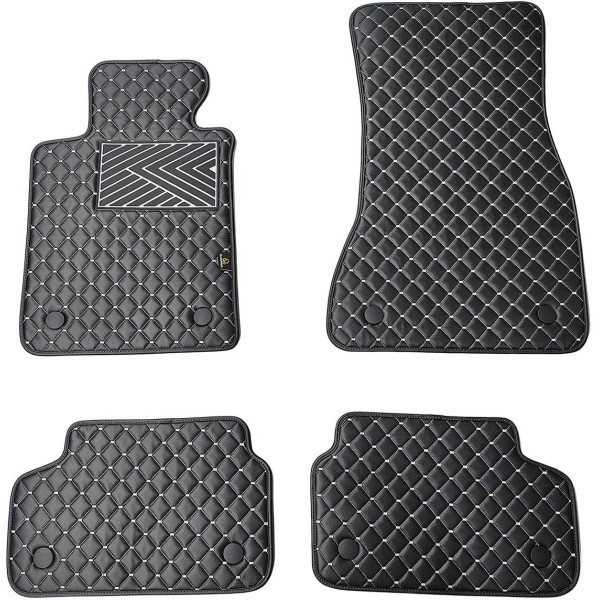 Fußmatten aus Kunstleder QuiltyMats BMW 5 ser. 2016-2023 (G30/G31) (Schwarz / graue nähte)