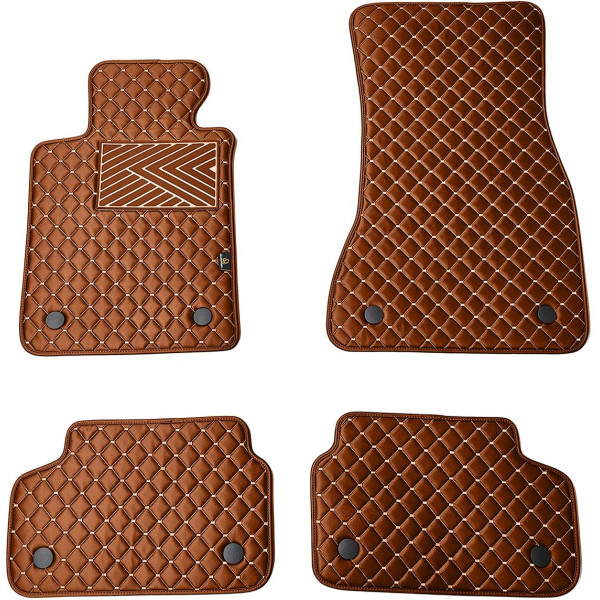 Fußmatten aus Kunstleder QuiltyMats BMW 5 ser. 2016-2023 (G30/G31) (Braun / braune nähte)