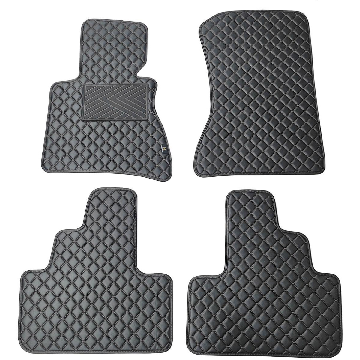 Fußmatten aus Kunstleder QuiltyMats BMW X3 2003-2010 (E83) (Schwarz / schwarze nähte)