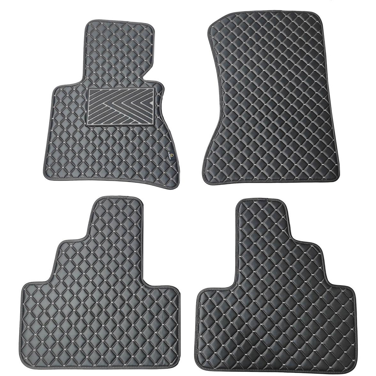 Fußmatten aus Kunstleder QuiltyMats BMW X3 2003-2010 (E83) (Schwarz / graue nähte)