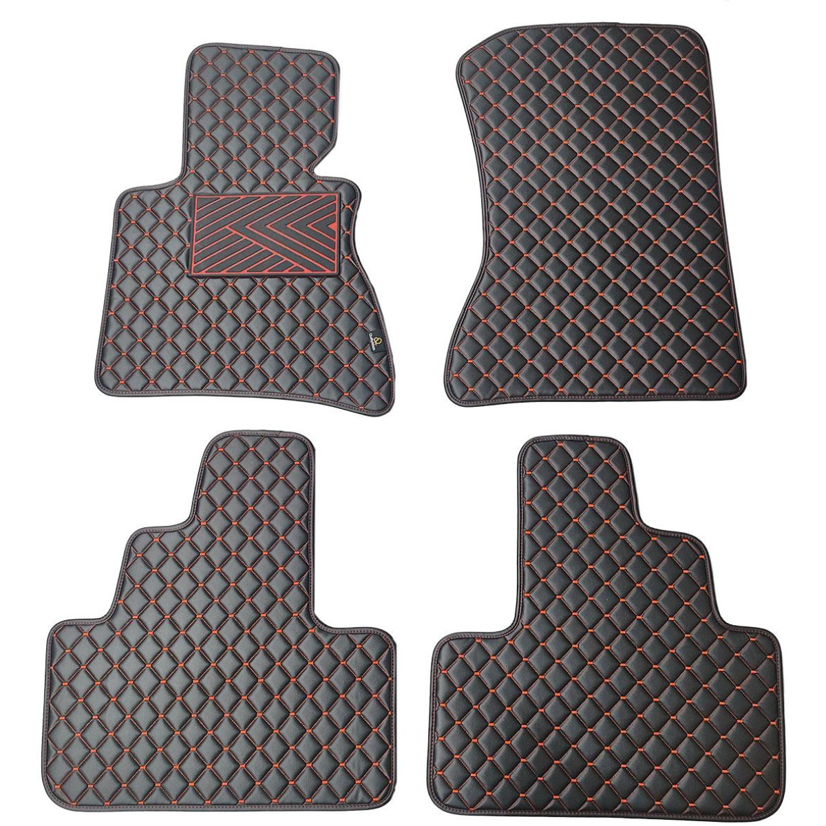 Fußmatten aus Kunstleder QuiltyMats BMW X3 2003-2010 (E83) (Schwarz / rote nähte)