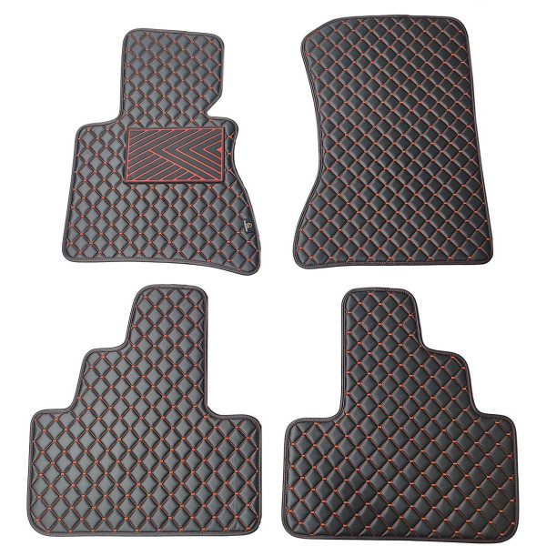 Fußmatten aus Kunstleder QuiltyMats BMW X3 2003-2010 (E83) (Schwarz / rote nähte)