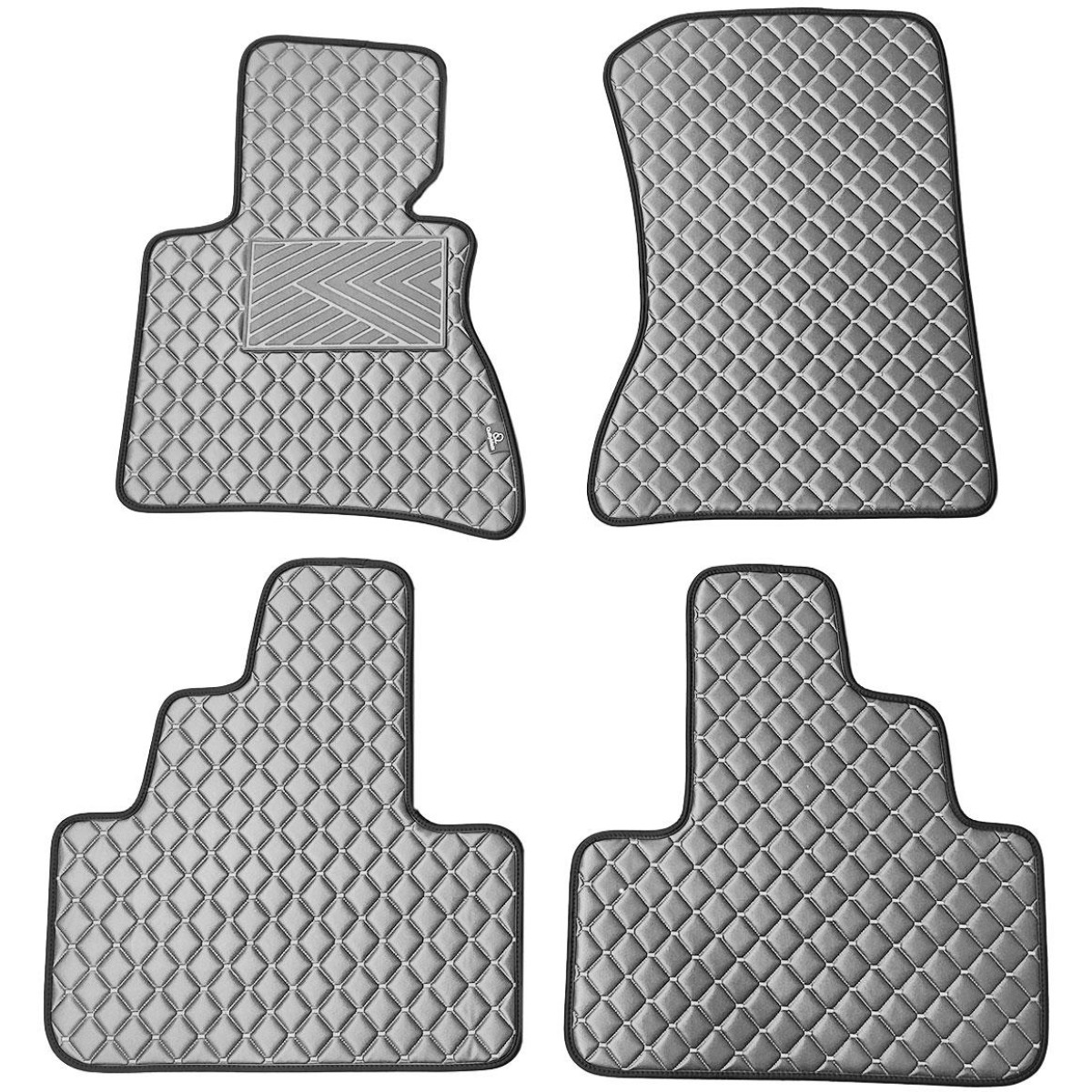 Fußmatten aus Kunstleder QuiltyMats BMW X3 2003-2010 (E83) (Grau / graue nähte)